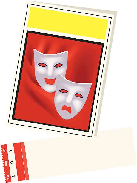 Vector illustration of Playbill and ticket with area for personalization