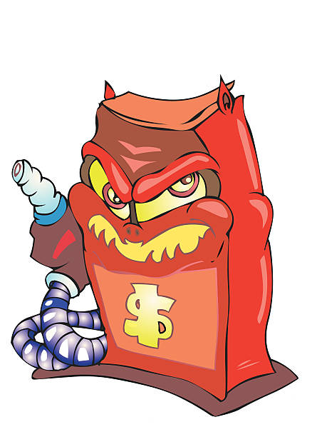 Gas Guzzling gaspump gouger Cartoon evil gas pump is taking your money. EPS vector file on transparent background also includes high resolution jpeg. guzzling stock illustrations