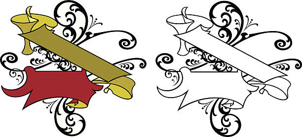 ilustrações, clipart, desenhos animados e ícones de design de painel e fita - medieval wild west banner frame