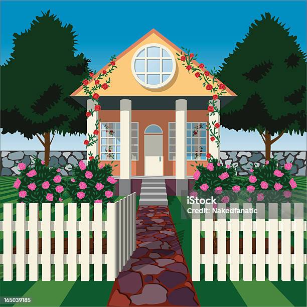 Rose Casa - Arte vetorial de stock e mais imagens de Beleza - Beleza, Jardim Particular, Trilho