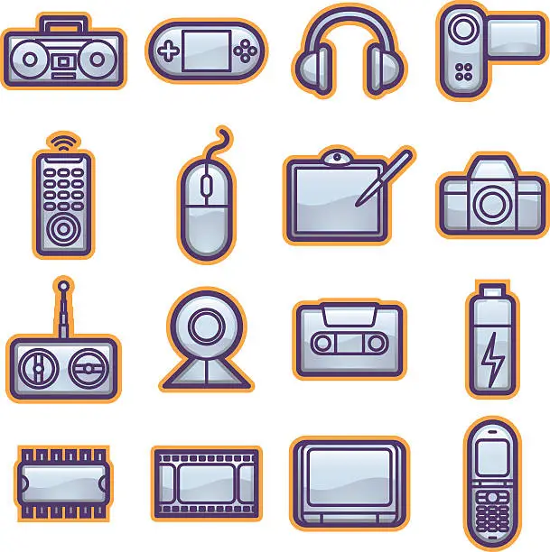 Vector illustration of shiny electronicons (vector)
