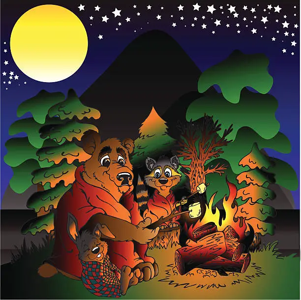 Vector illustration of Campfire Friends