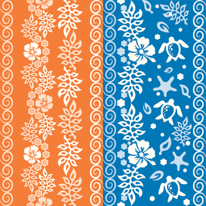 Set of two hawaiian tileable patterns - perfect for spot color printing - one color used per pattern - easy color change. Please do not hesitate to review other Hawaiian patterns: