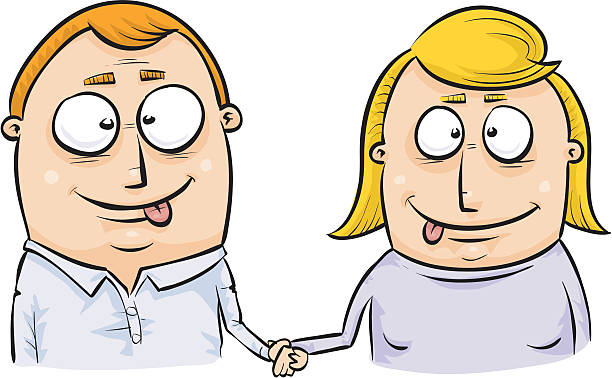 ilustrações, clipart, desenhos animados e ícones de vesgo casal - cross eyed