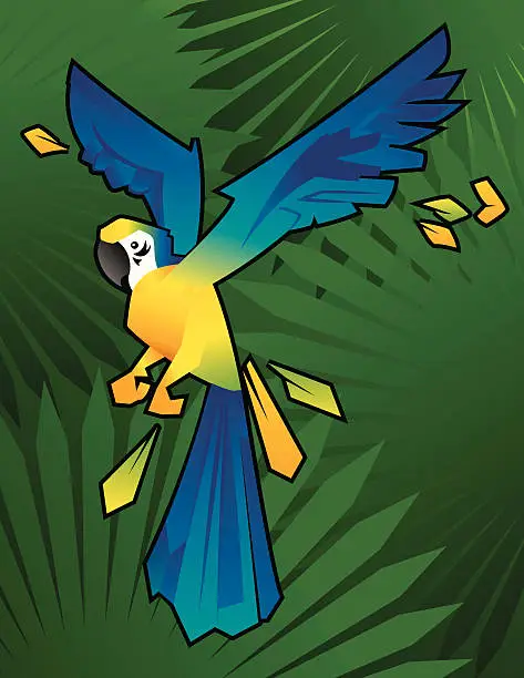 Vector illustration of Cubist Turquoise Macaw