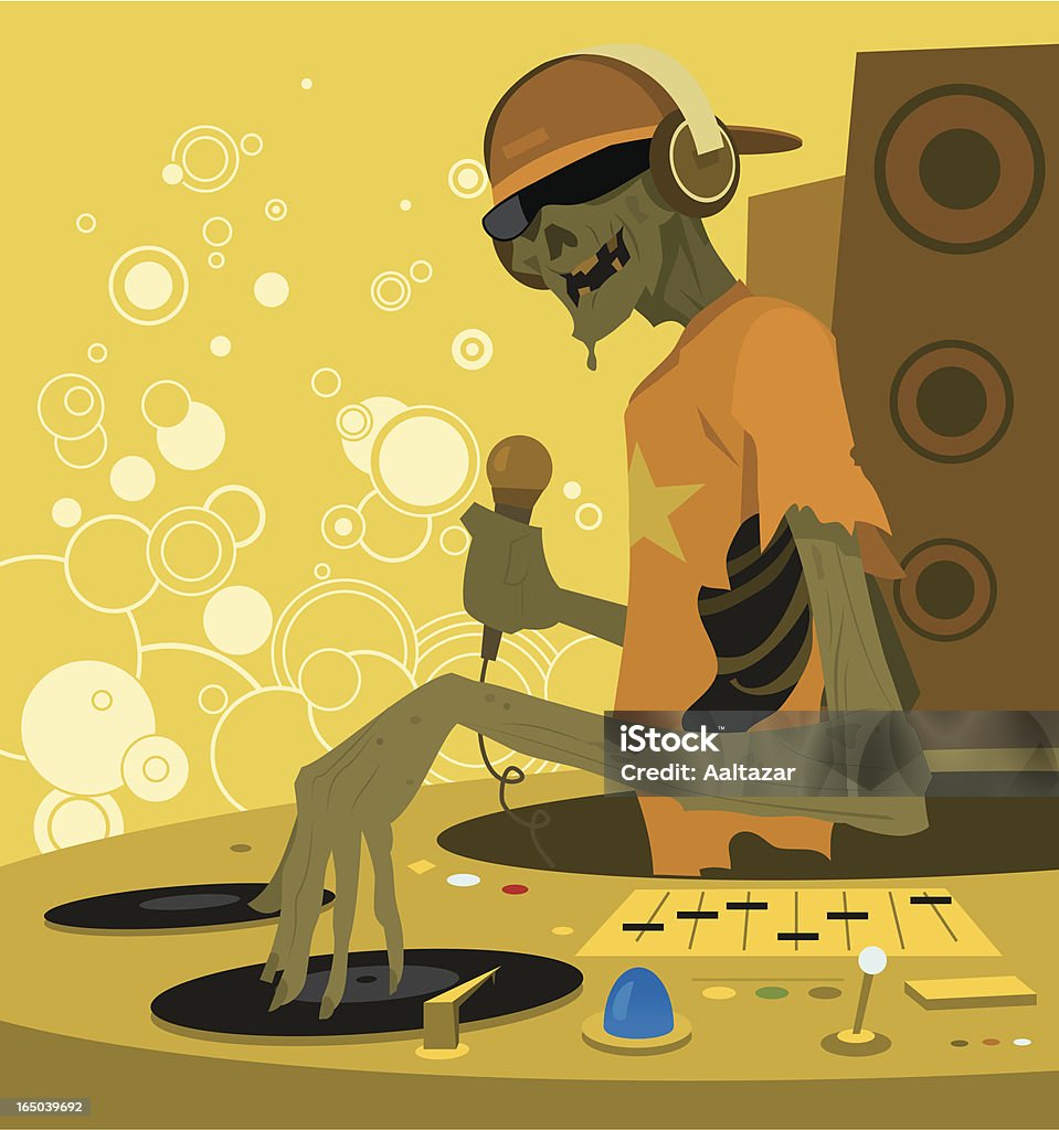 Cartoon Zombie Dj Holding Microphone And Turntables Stock Illustration -  Download Image Now - iStock