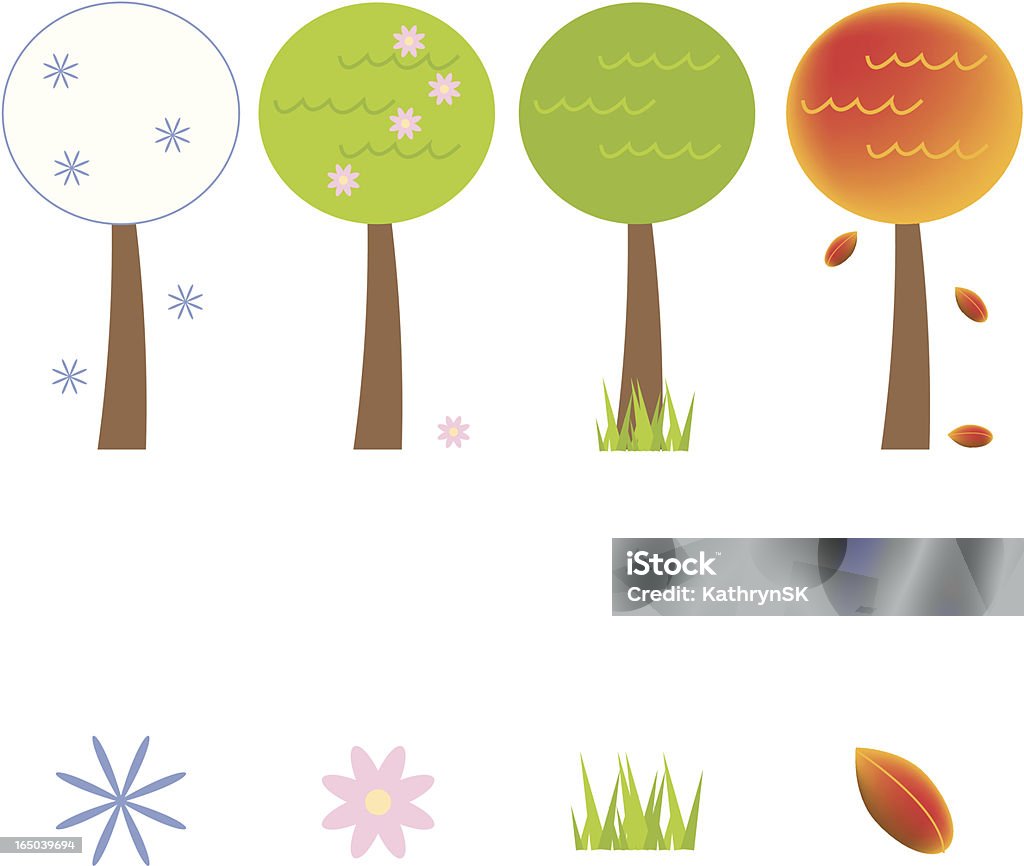 Four Seasons icone - arte vettoriale royalty-free di Albero