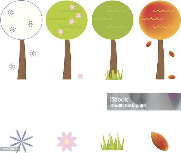 Four Seasons Icone - Immagini vettoriali stock e altre immagini di Albero - Albero, Ambientazione esterna, Autunno