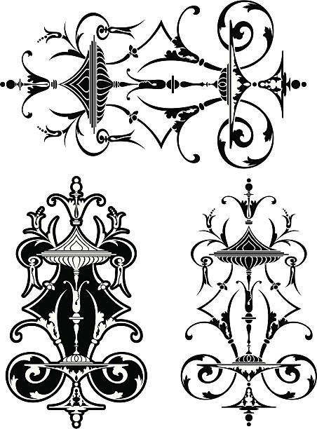 illustrazioni stock, clip art, cartoni animati e icone di tendenza di victorian inglese vetro tagliato di scorrimento - old frame medieval ellipse