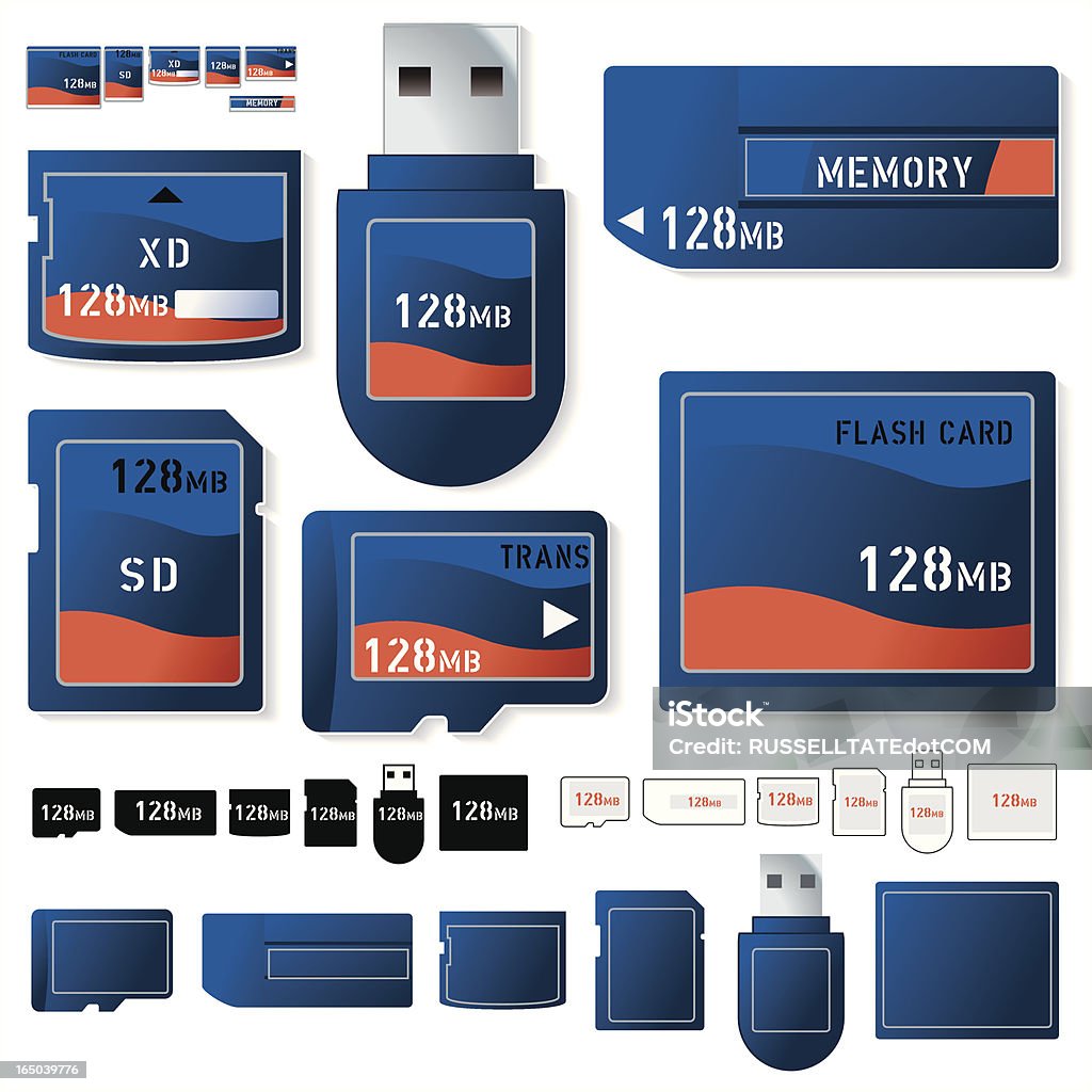 Karta pamięci 128 MB - Grafika wektorowa royalty-free (Kabel USB)