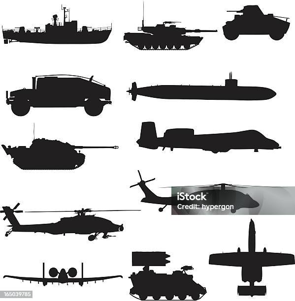Coleção De Silhueta Vector Militar Formato Jpg - Arte vetorial de stock e mais imagens de Submarino - Veículo Aquático - Submarino - Veículo Aquático, Tropa, Vetor
