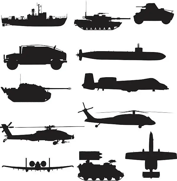 Vector illustration of Military Silhouette Collection (vector+jpg)