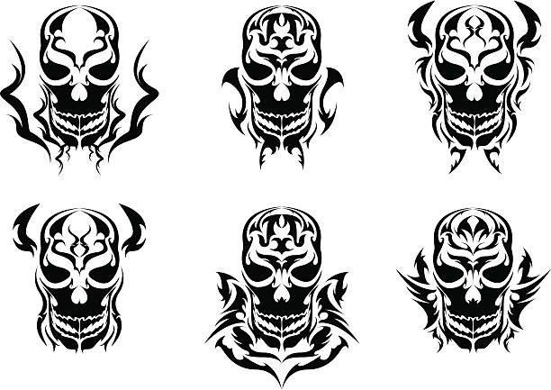 skulls (tribal) vector art illustration