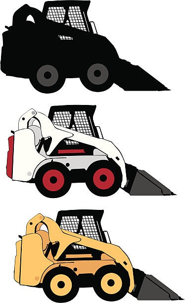 Construction Vehicles: Skid Steer Loader vector art illustration