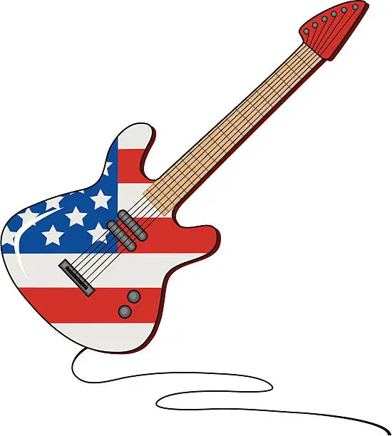 Vector illustration of American Flag Guitar