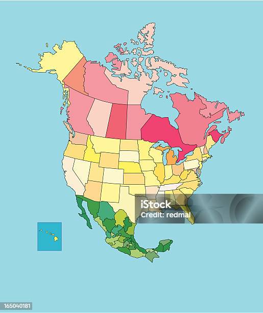 Províncias Americano - Arte vetorial de stock e mais imagens de EUA - EUA, Mapa, México