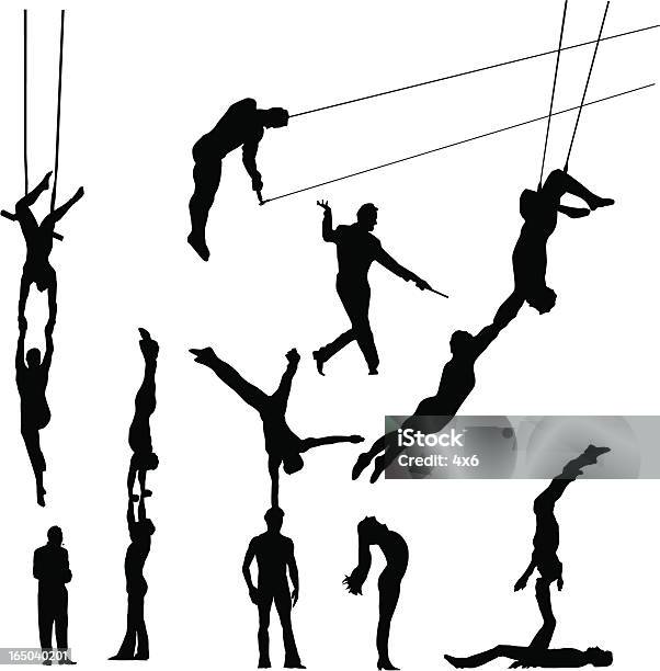 Fantástico Circo Pessoasvector - Arte vetorial de stock e mais imagens de Acrobata - Acrobata, Circo, Silhueta