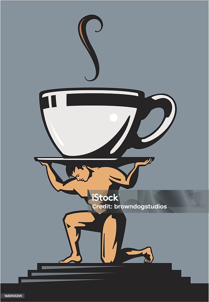 Homem levantando e caneca de café - Royalty-free Bebida arte vetorial