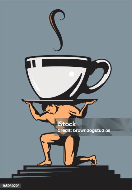 Homem Levantando E Caneca De Café - Arte vetorial de stock e mais imagens de Bebida - Bebida, Café - Bebida, Chá - Bebida quente