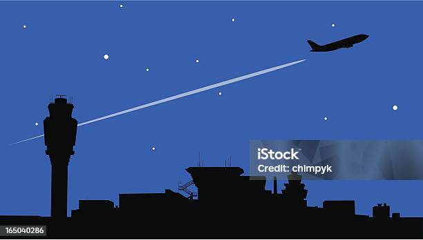 Übernachtung Flug Stock Vektor Art und mehr Bilder von Flughafen - Flughafen, Flugzeug, Kontur