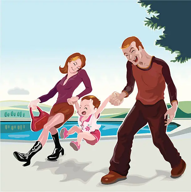 Vector illustration of family day go to a park