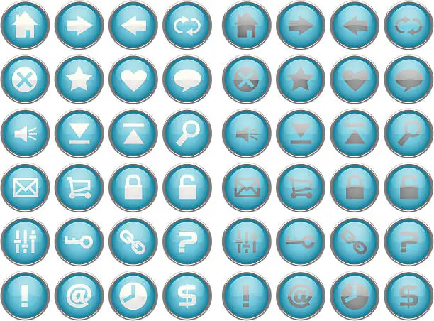 Vector illustration of Glass Internet / Web Buttons - Blue