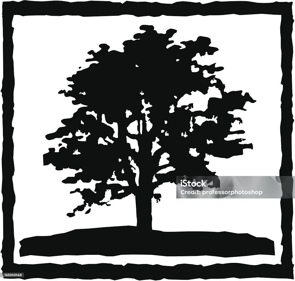 Oak tree Vector illustration of an solitary oak tree Black Color stock vector