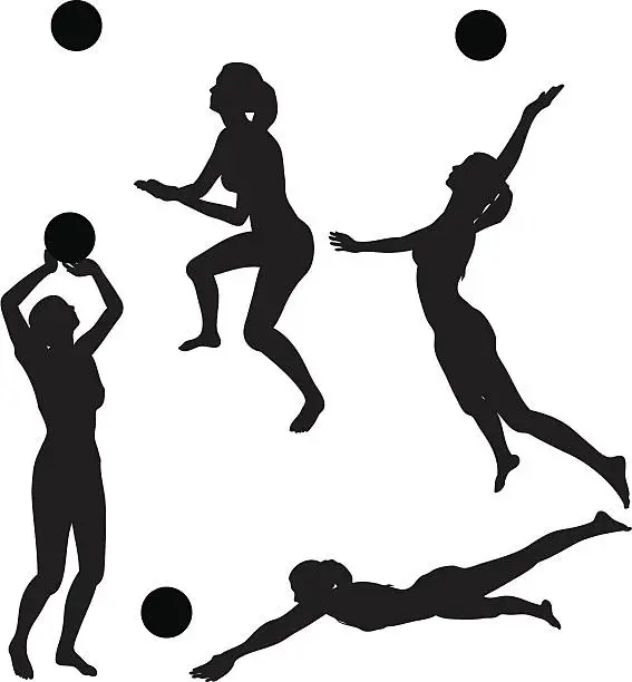 Vector illustration of Volleyball silhouette collection (vector+jpg)
