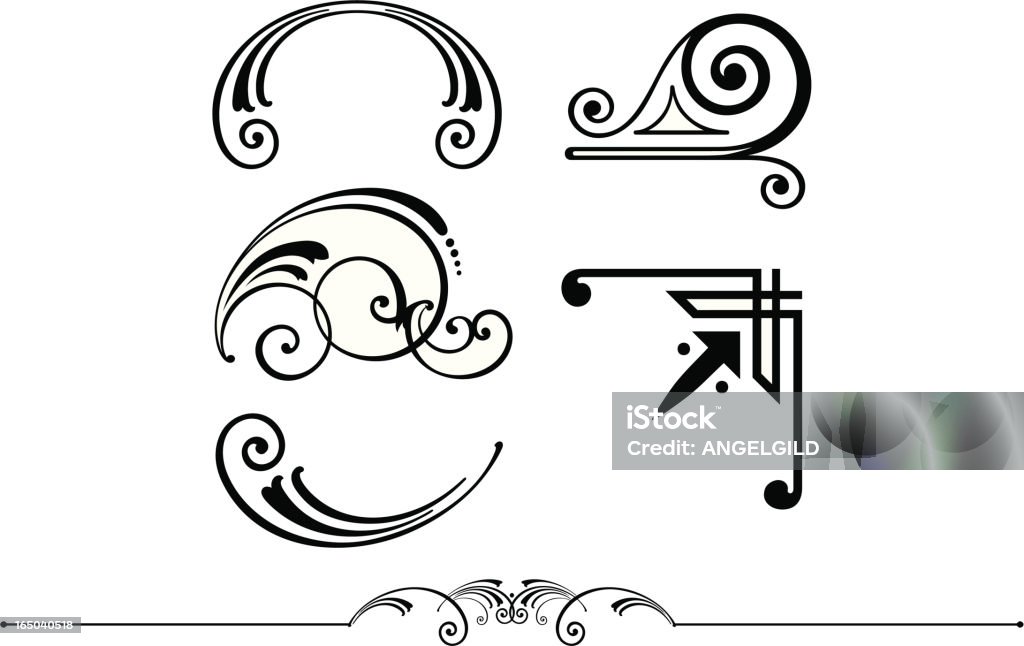 Ornate scrolls corner and rule design Bonus set of scrolls corner and rule designs .Saved in formats , AI ver 12,EPS ver 8, Corel Draw ver 8, PDF, and High Res Jpeg Embellishment stock vector