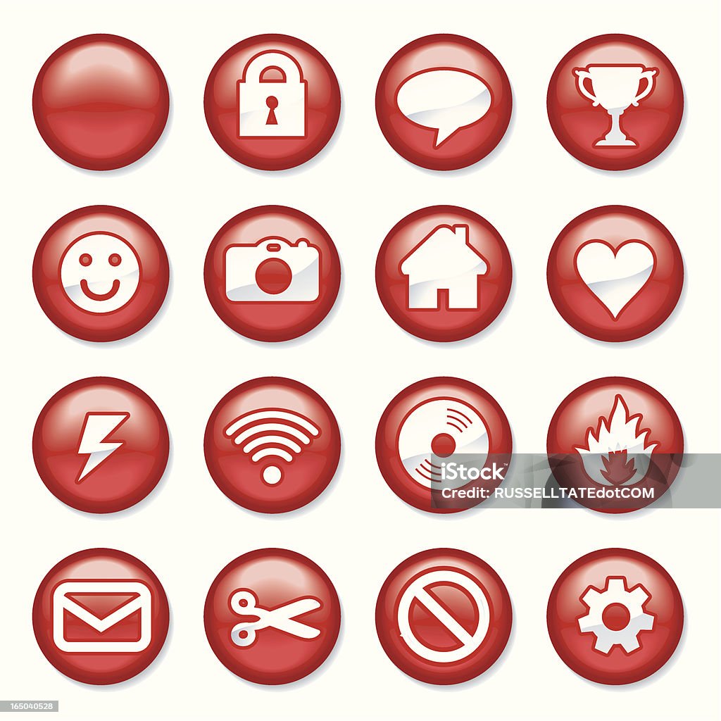 Botones de plástico rojo - arte vectorial de Amor - Sentimiento libre de derechos