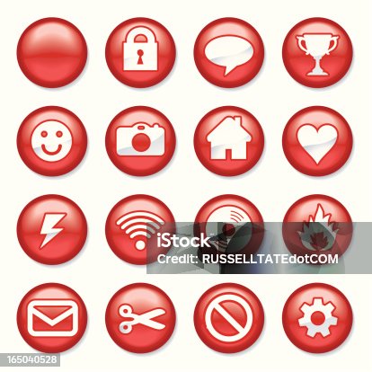 istock Red Plastic Buttons 165040528