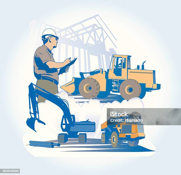 Ilustración de Construcción Contratistaingeniero y más Vectores Libres de Derechos de Hombres - Hombres, Contratista de obras, Camión de descarga