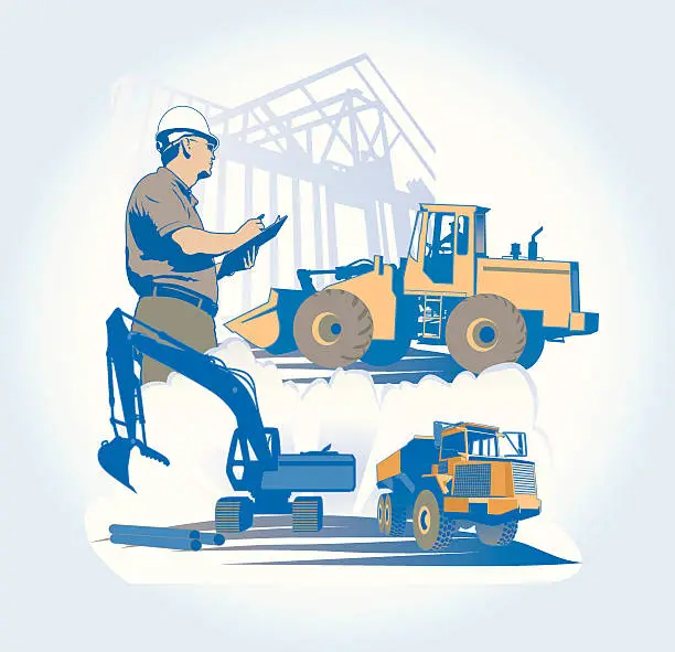 Vector illustration of Construction: Contractor / Engineer
