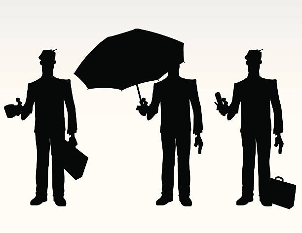 Businessmen with Accessories Silhouette vector art illustration
