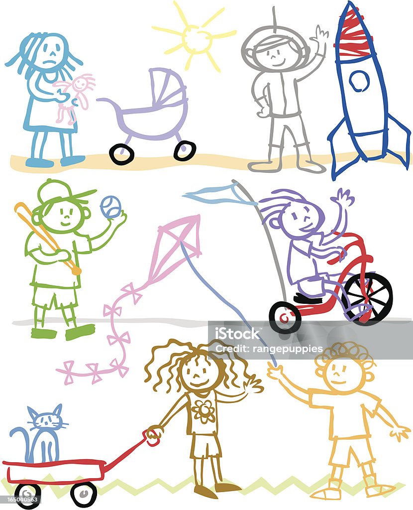 Enfants de Crayon pastel - clipart vectoriel de Astronaute libre de droits