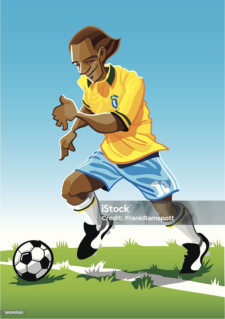Мультяшный футболист в желтой зоне - Векторная графика Международное футбольное событие роялти-фри