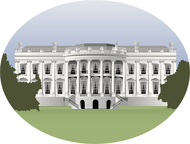 white house vector art illustration