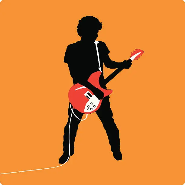 Vector illustration of New Rock Guitarist Silhouette (vector illustration)