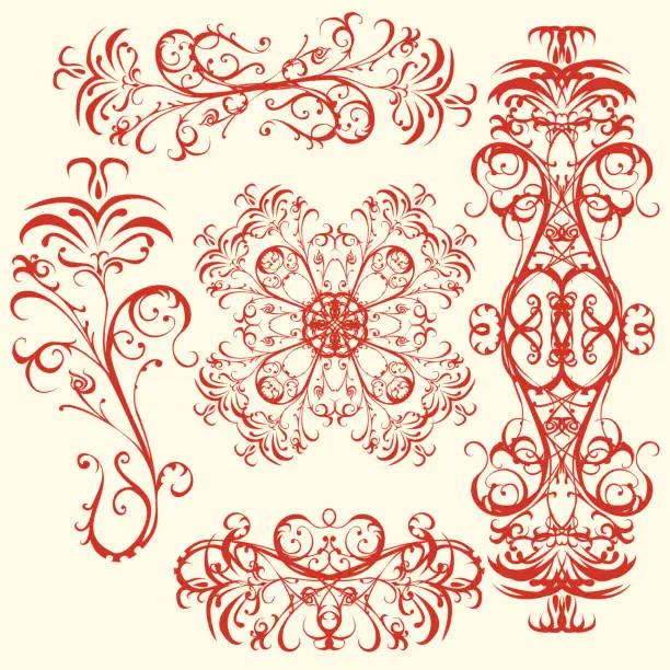 Vector illustration of flower ornament design elements