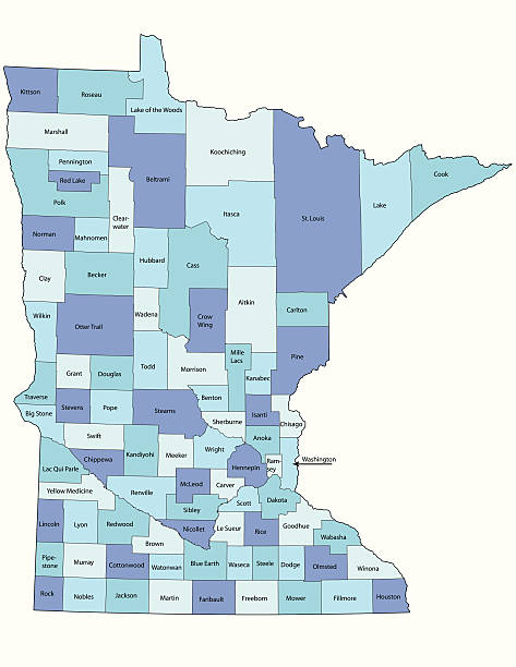 Bекторная иллюстрация Карта штата Миннесота-Графство