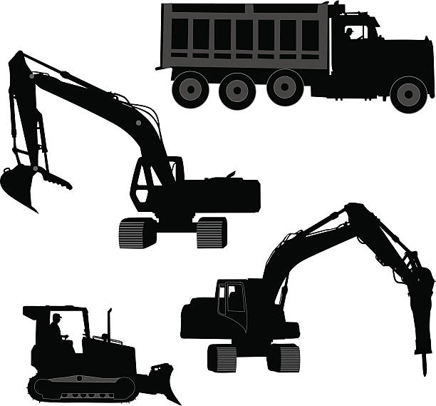 Construction Vehicles: In Action vector art illustration