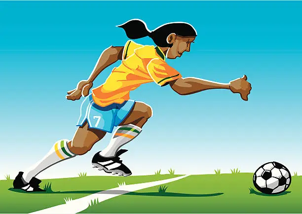 Vector illustration of Cartoon Soccer Player Yellow