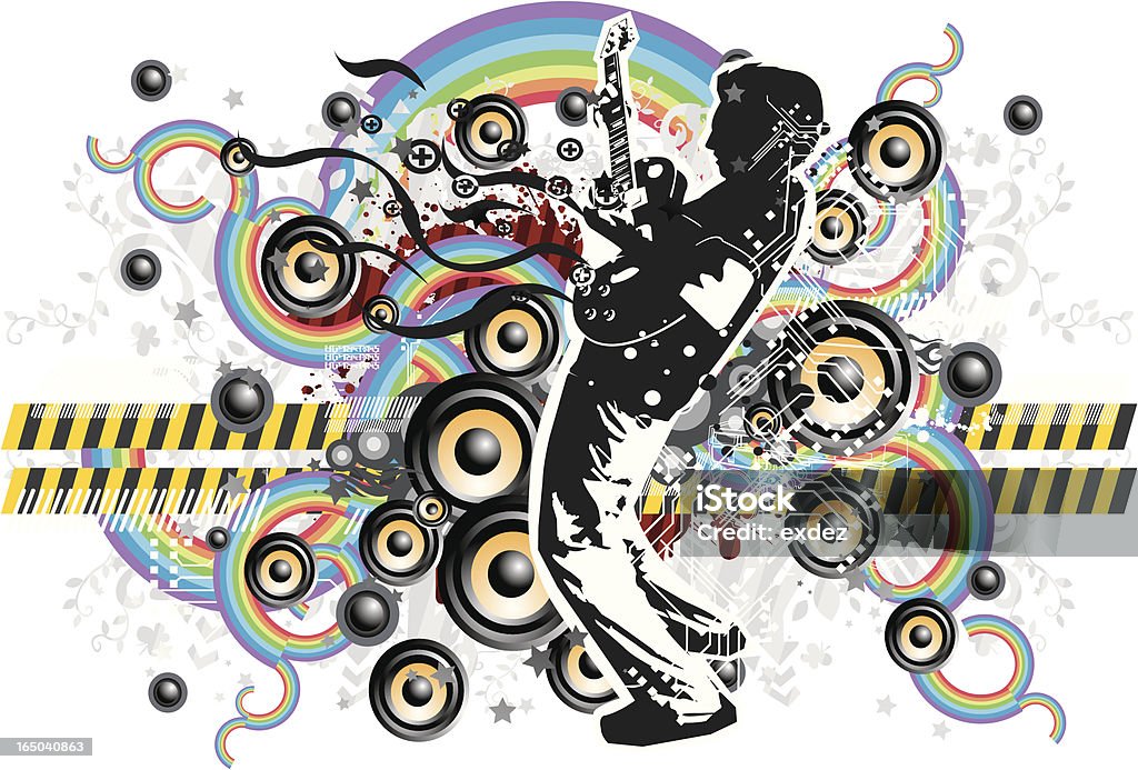 Guitariste avec style techno - clipart vectoriel de Abstrait libre de droits