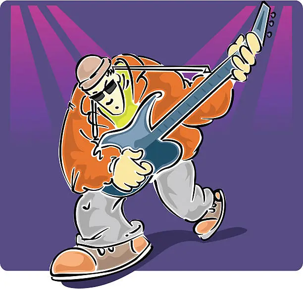 Vector illustration of guitar and guitarist