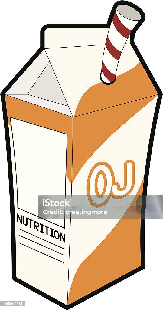 Kartony z sokiem pomarańczowym, - Grafika wektorowa royalty-free (Bez ludzi)