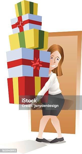 Too Many Gifts Stock Illustration - Download Image Now - Carrying, Gift, Adult