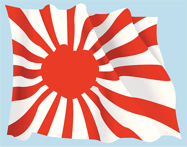 illustrations, cliparts, dessins animés et icônes de drapeau japonais guerre - japan japanese flag flag wind