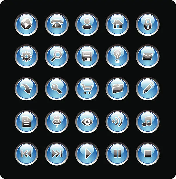 Vector illustration of Blue Glass Icons