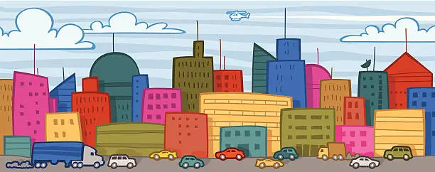 Vector illustration of Cityscape & Traffic
