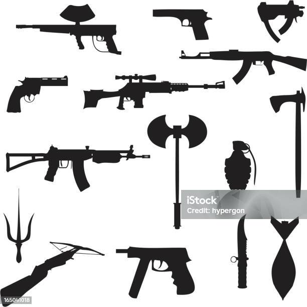 Coleção De Vetor De Armas Formato Jpg - Arte vetorial de stock e mais imagens de Arco Cruzado - Arco Cruzado, Arma de Fogo, Armamento